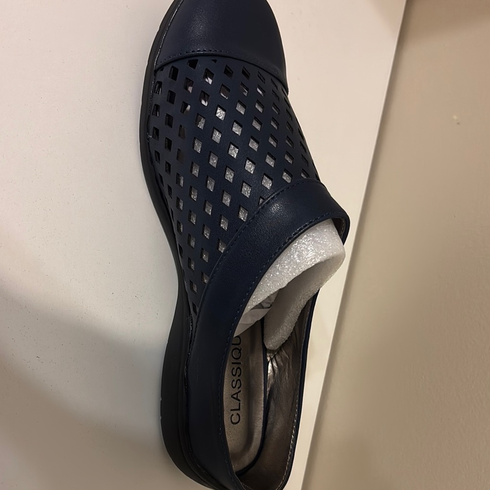 Blue Perforated Flats with Cushioned Midsole